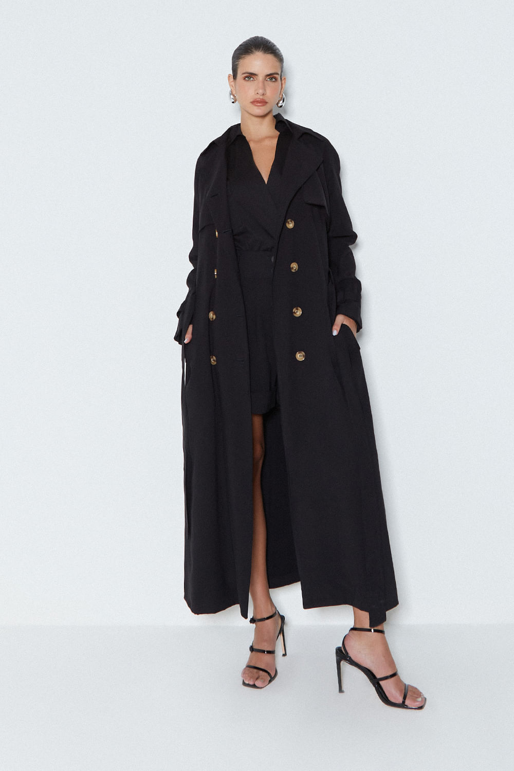 CASACO TRENCH COAT ALONGADO