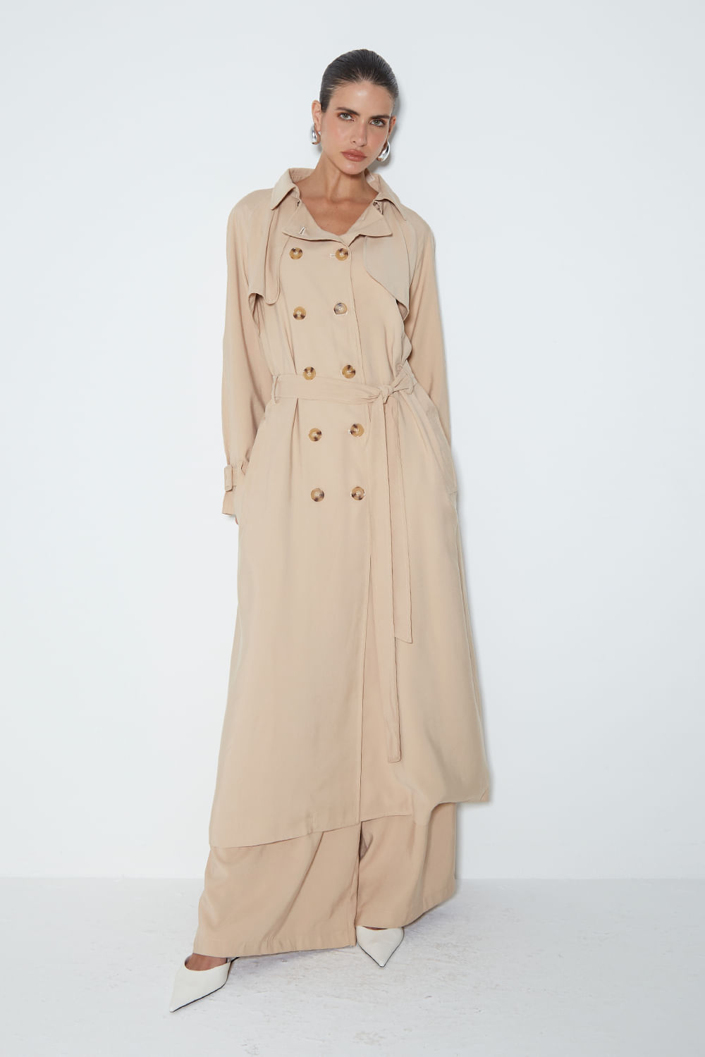 CASACO TRENCH COAT ALONGADO