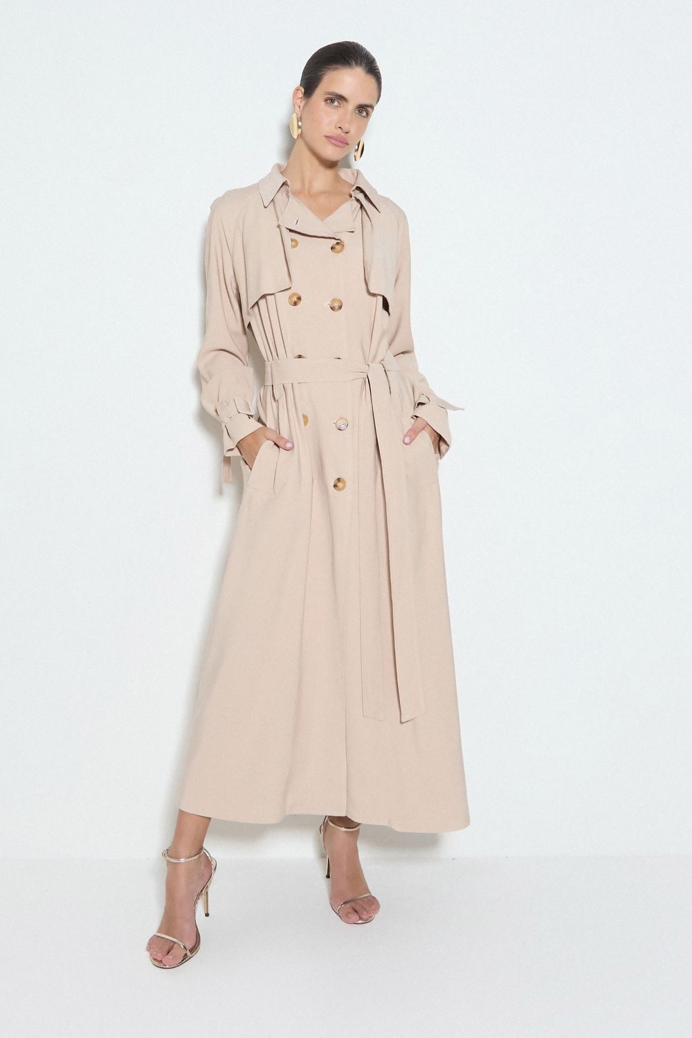 CASACO TRENCH COAT ALONGADO